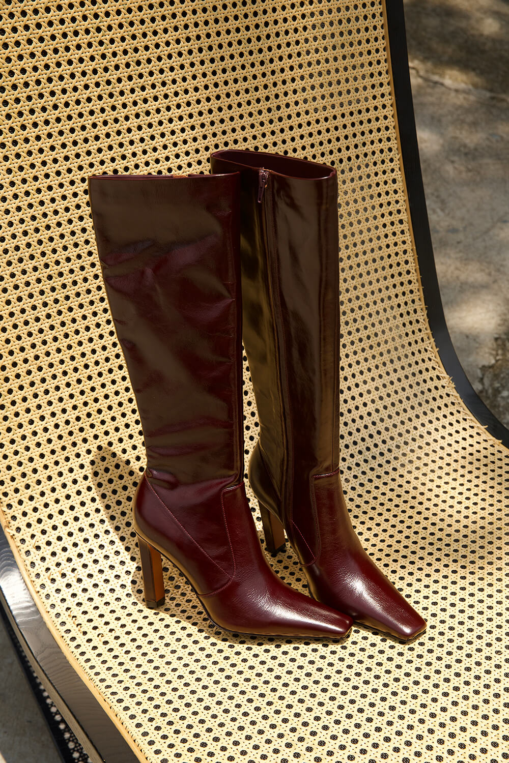 The Sienna Knee-High Boot – Square Toe Crinkled Leather