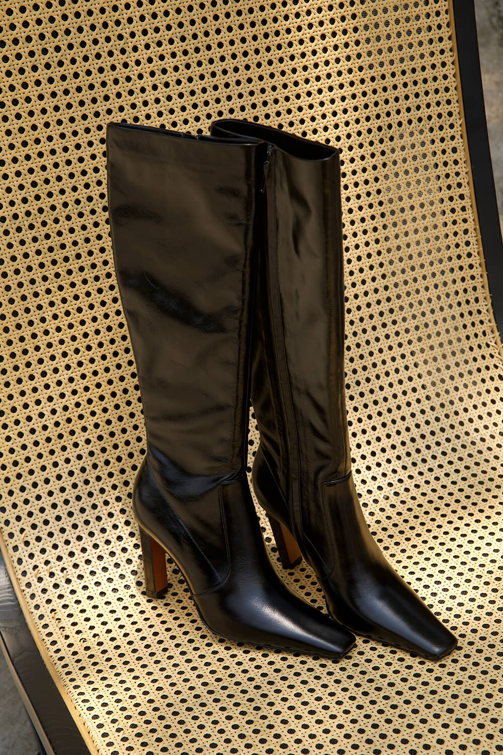 The Sienna Knee-High Boot – Square Toe Crinkled Leather