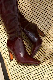 The Sienna Knee-High Boot – Square Toe Crinkled Leather